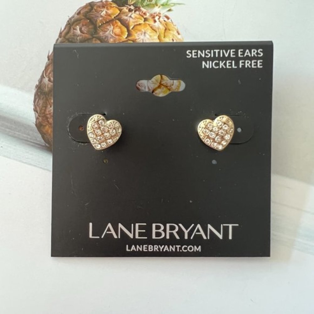 4/$25 Lane Bryant Pave Heart Studs Earrings